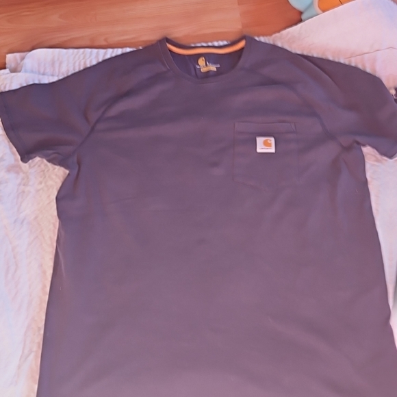 Carhartt Mens Large Force Relaxed Fit Midweight SS Pocket T Shirt Dark Blue - Picture 1 of 7